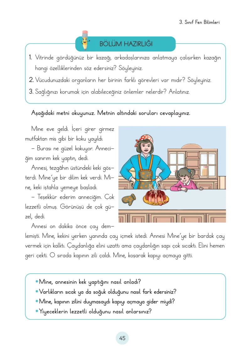 3. Sınıf Fen Bilimleri Ders Kitabı Cevapları Cem Yayınları Sayfa 45
