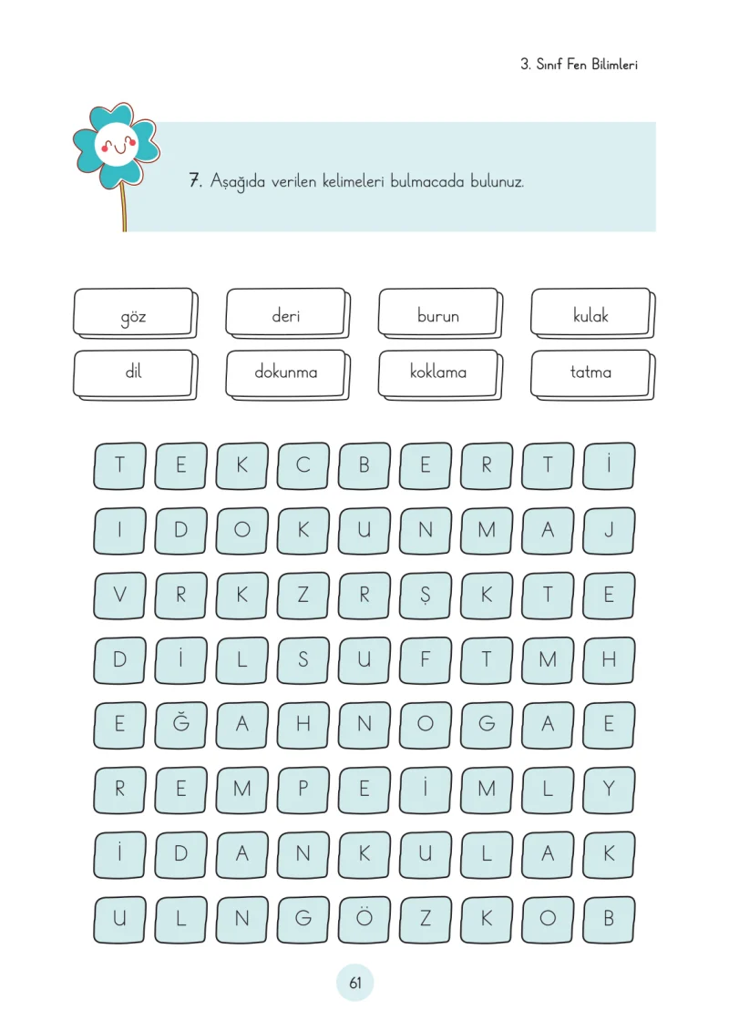 3. Sınıf Fen Bilimleri Ders Kitabı Cevapları Cem Yayınları Sayfa 61