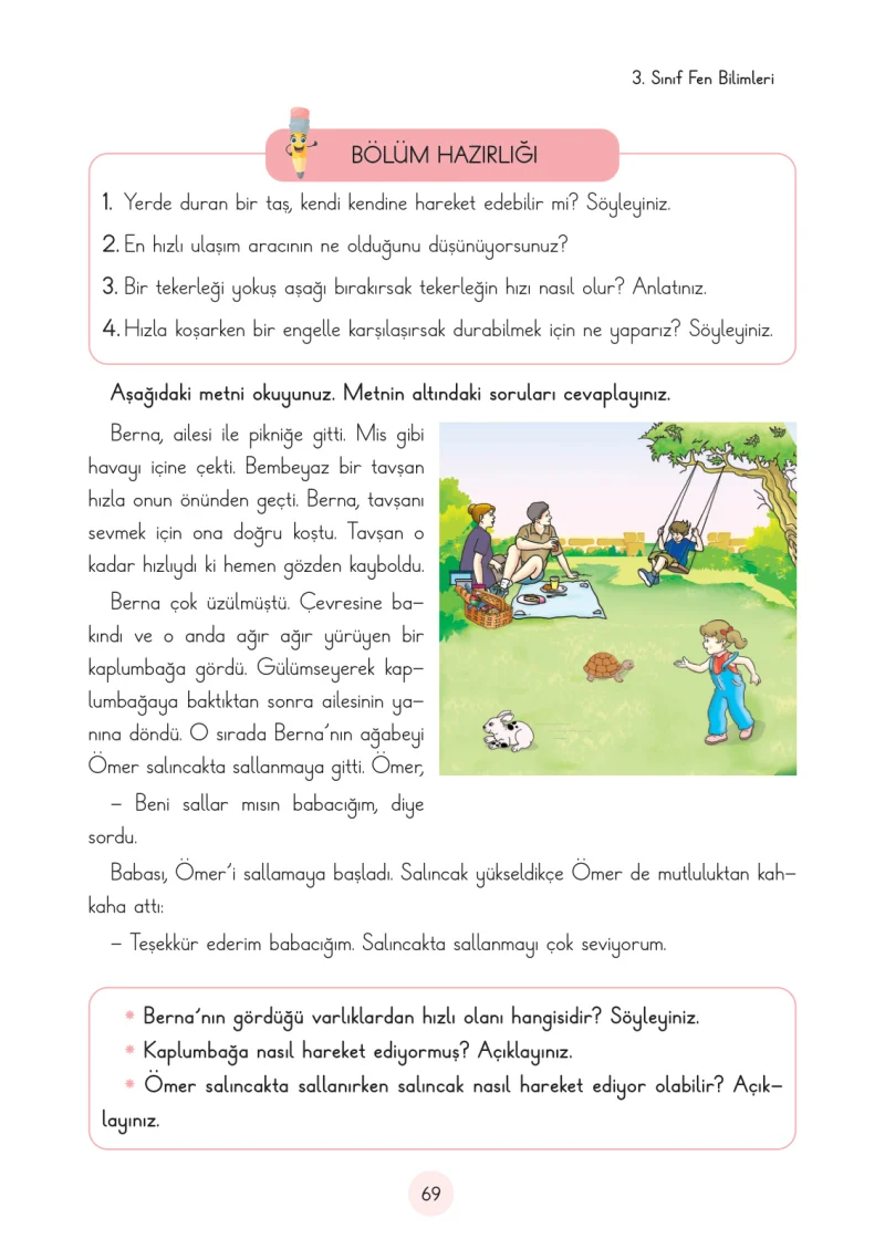 3. Sınıf Fen Bilimleri Ders Kitabı Cevapları Cem Yayınları Sayfa 69