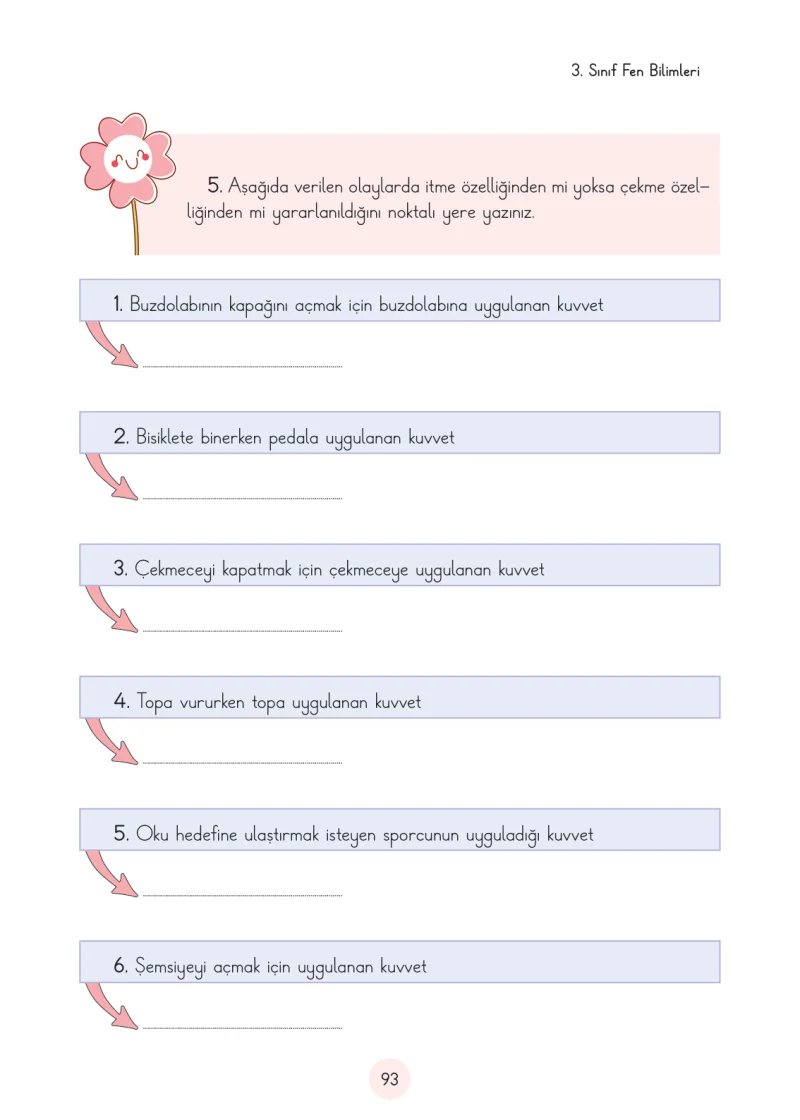 3. Sınıf Fen Bilimleri Ders Kitabı Cevapları Cem Yayınları Sayfa 93