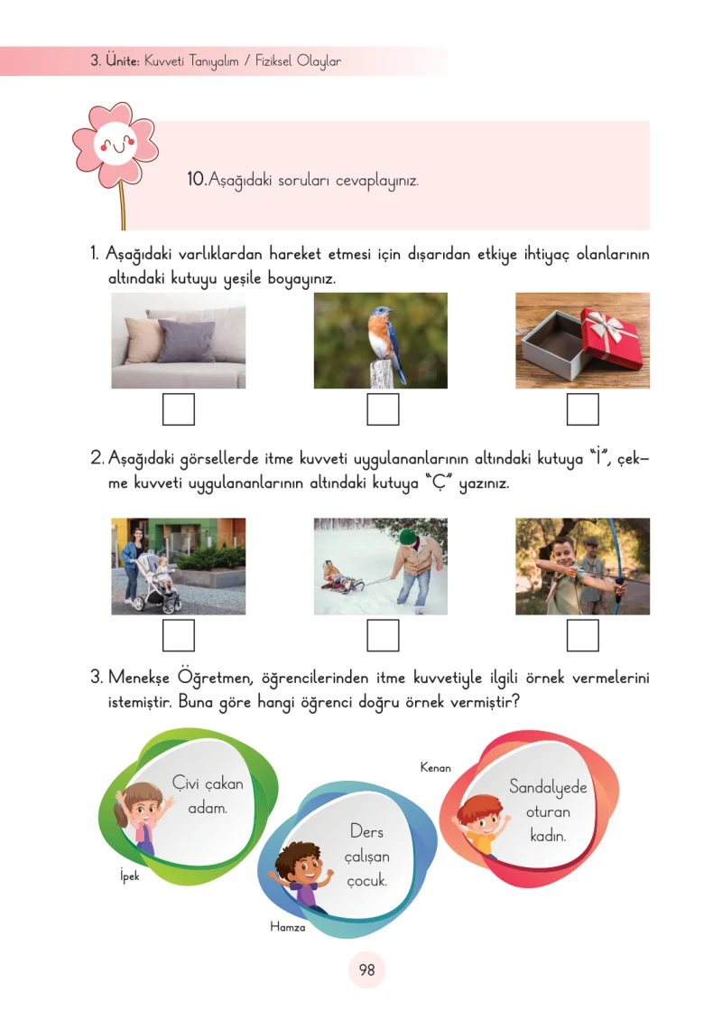 3. Sınıf Fen Bilimleri Ders Kitabı Cevapları Cem Yayınları Sayfa 98