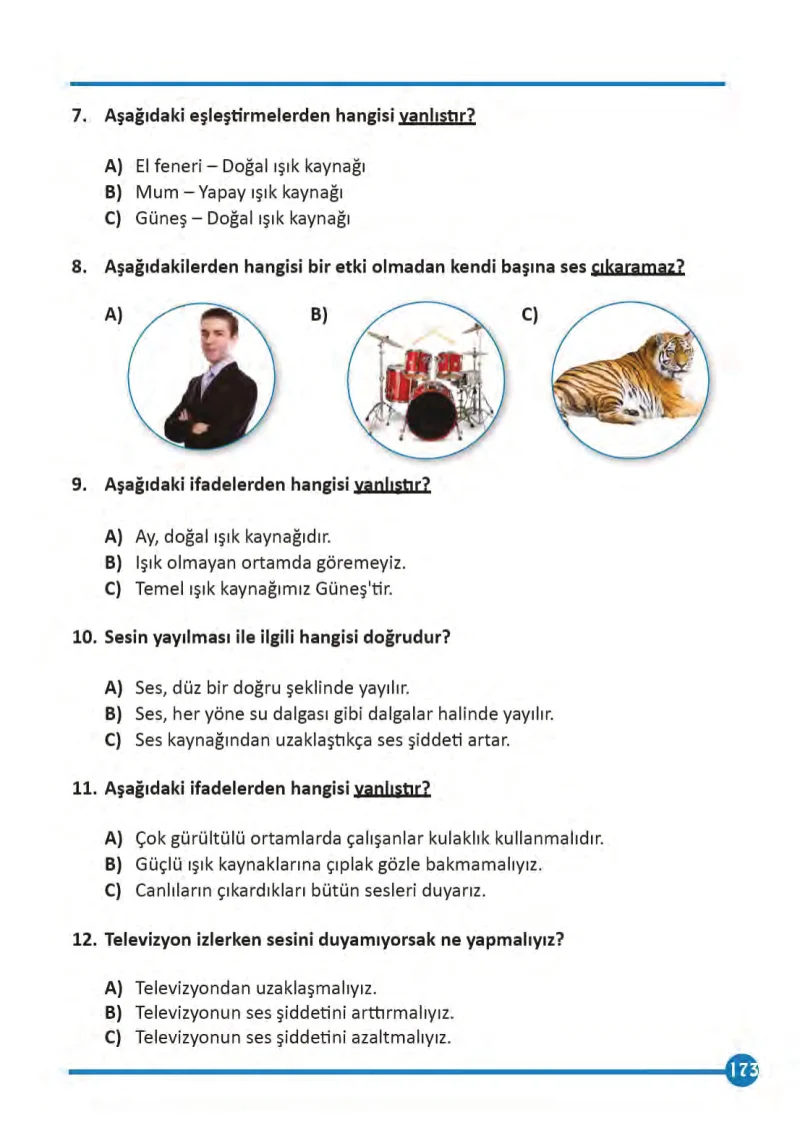 3. Sınıf Fen Bilimleri Ders Kitabı Cevapları Meb Yayınları 1 Sayfa 173
