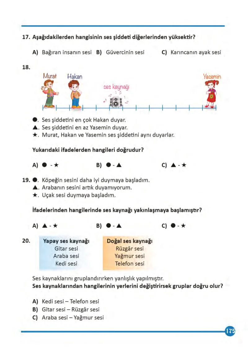 3. Sınıf Fen Bilimleri Ders Kitabı Cevapları Meb Yayınları 1 Sayfa 175