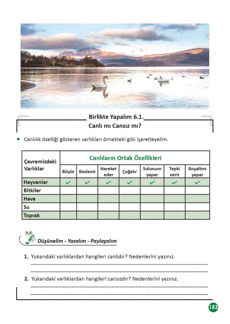 3. Sınıf Fen Bilimleri Ders Kitabı Cevapları Meb Yayınları 1 Sayfa 183
