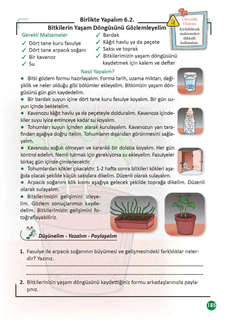 3. Sınıf Fen Bilimleri Ders Kitabı Cevapları Meb Yayınları 1 Sayfa 185