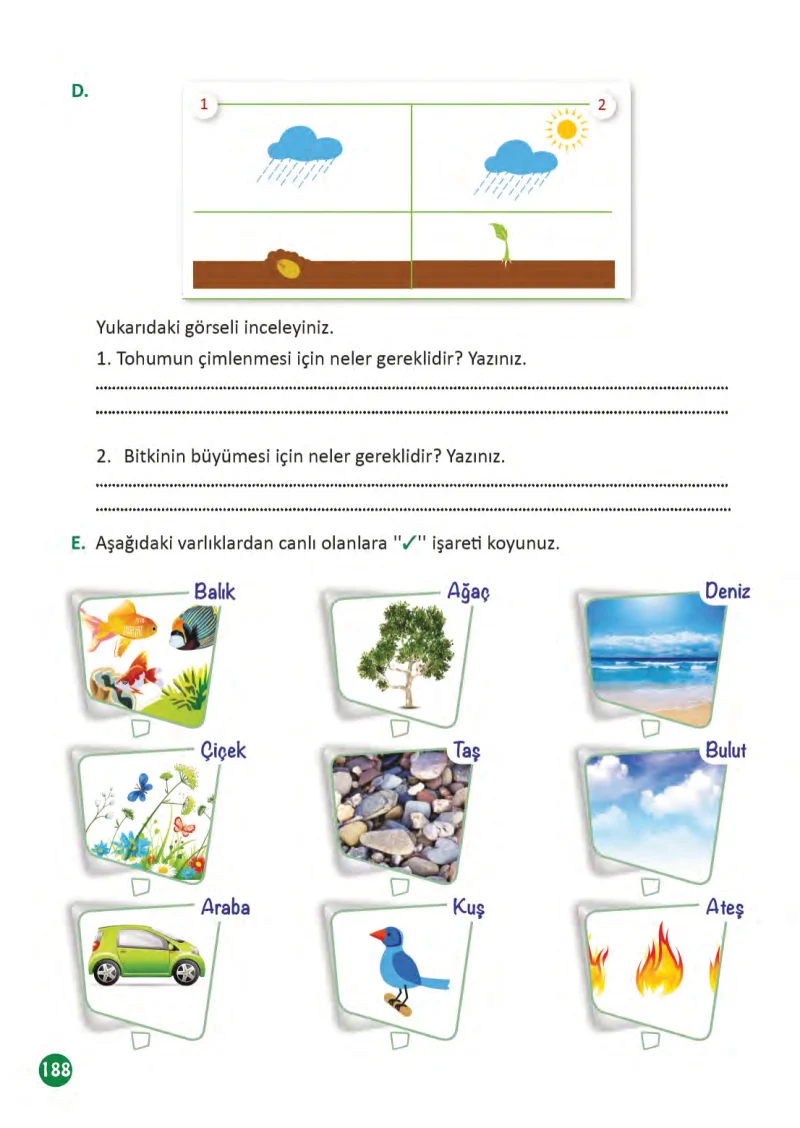 3. Sınıf Fen Bilimleri Ders Kitabı Cevapları Meb Yayınları 1 Sayfa 188