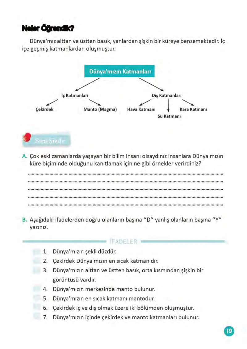 3. Sınıf Fen Bilimleri Ders Kitabı Cevapları Meb Yayınları 1 Sayfa 19