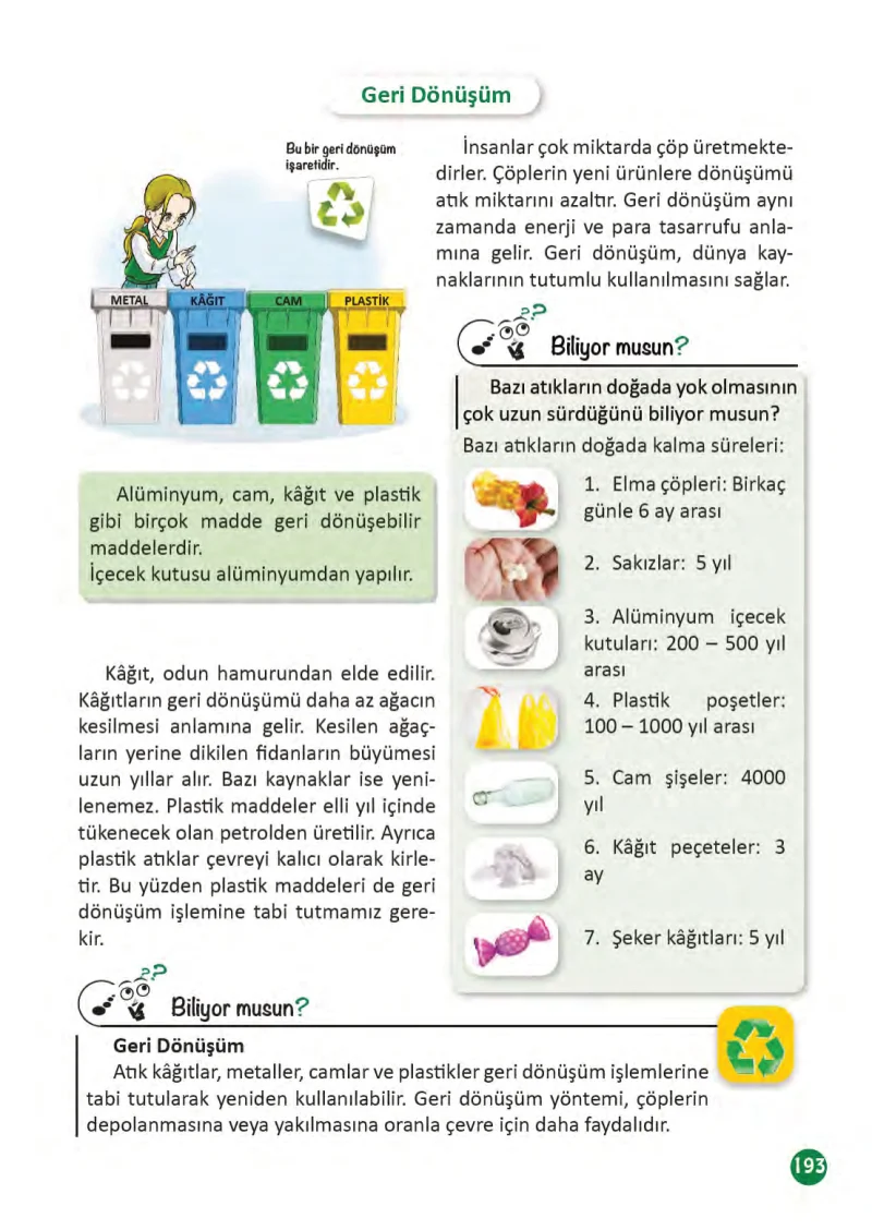 3. Sınıf Fen Bilimleri Ders Kitabı Cevapları Meb Yayınları 1 Sayfa 193