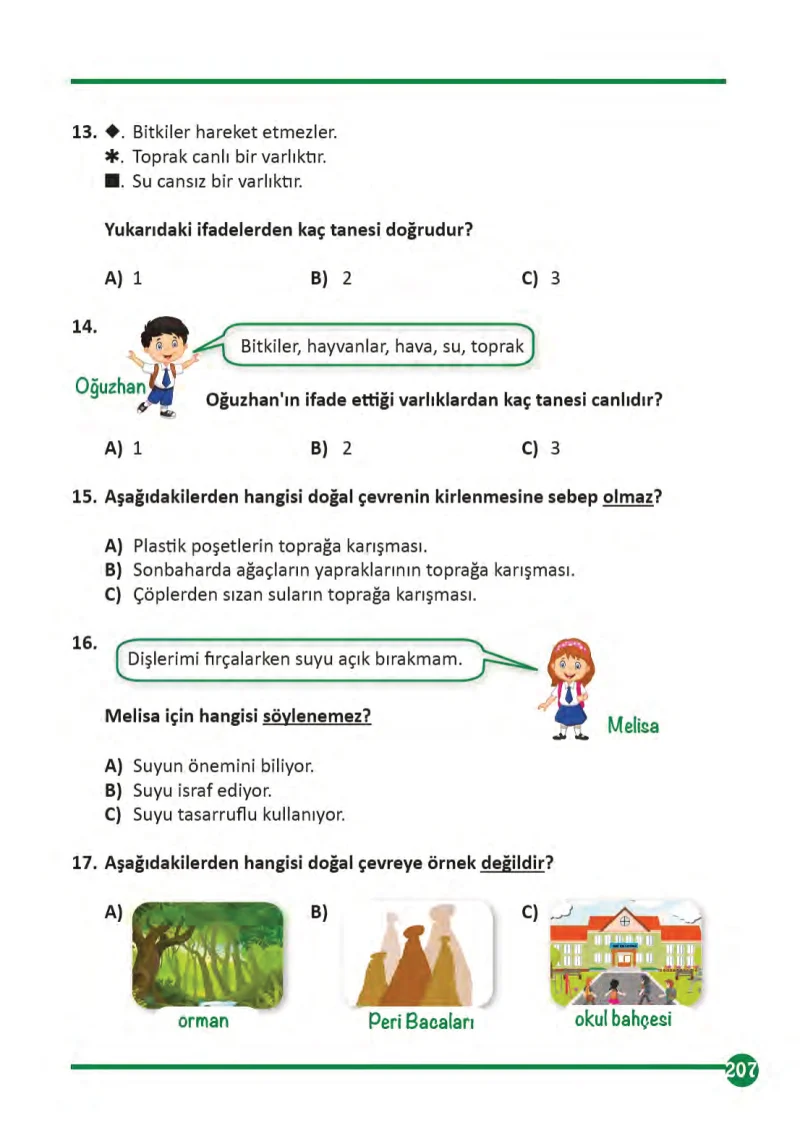 3. Sınıf Fen Bilimleri Ders Kitabı Cevapları Meb Yayınları 1 Sayfa 207