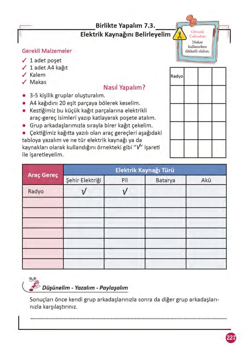 3. Sınıf Fen Bilimleri Ders Kitabı Cevapları Meb Yayınları 1 Sayfa 227