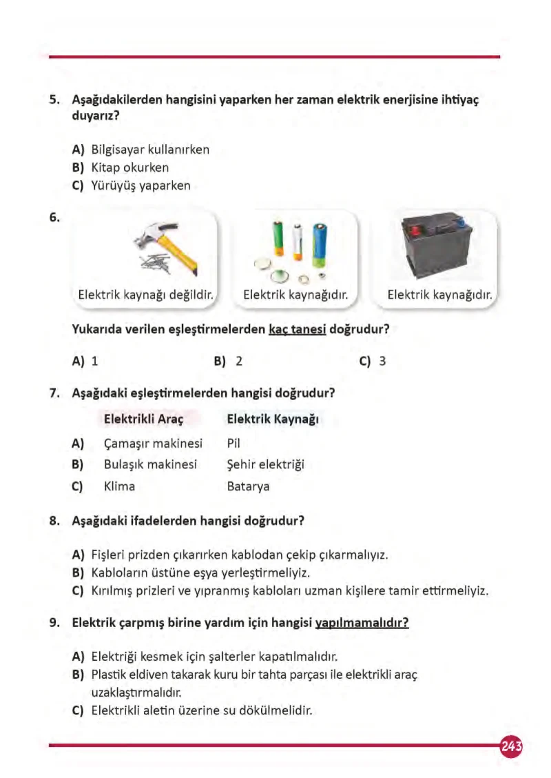 3. Sınıf Fen Bilimleri Ders Kitabı Cevapları Meb Yayınları 1 Sayfa 243