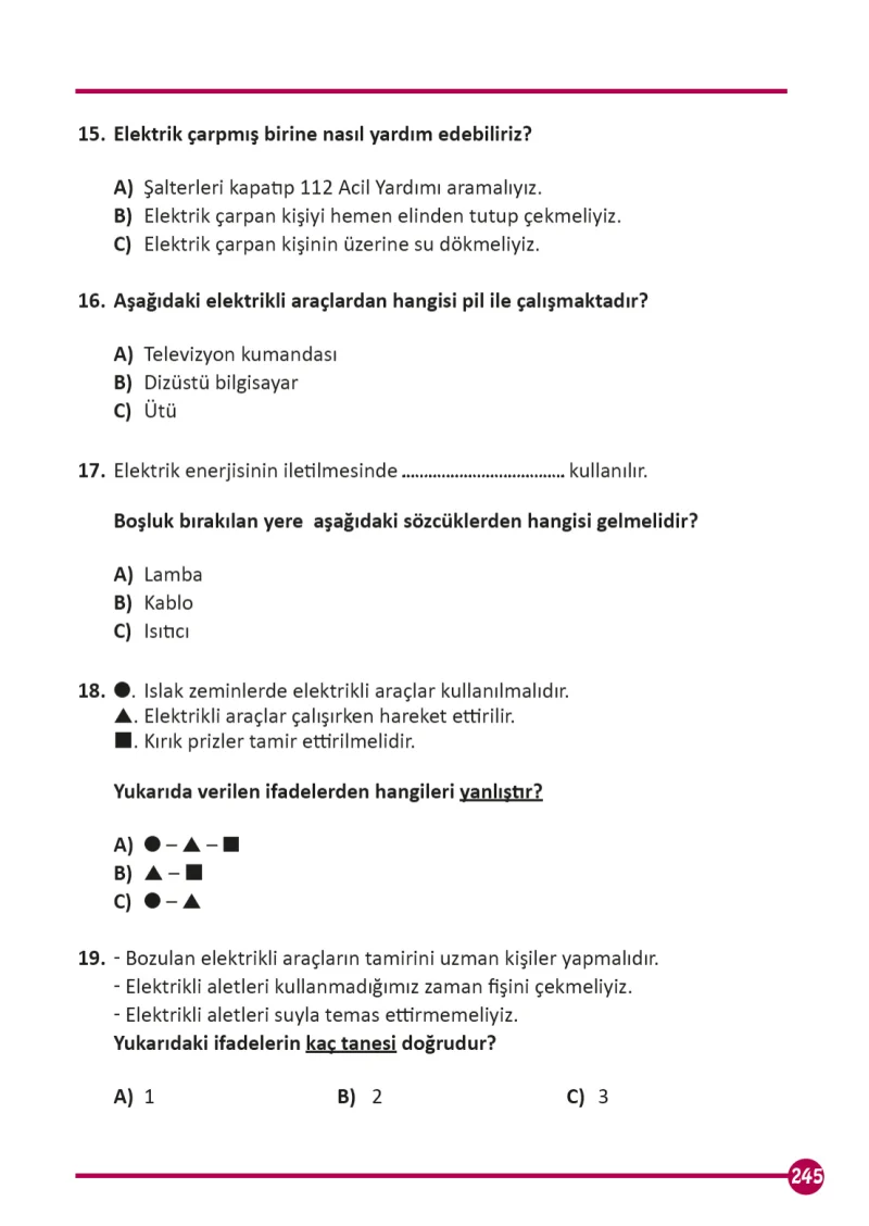 3. Sınıf Fen Bilimleri Ders Kitabı Cevapları Meb Yayınları 1 Sayfa 245