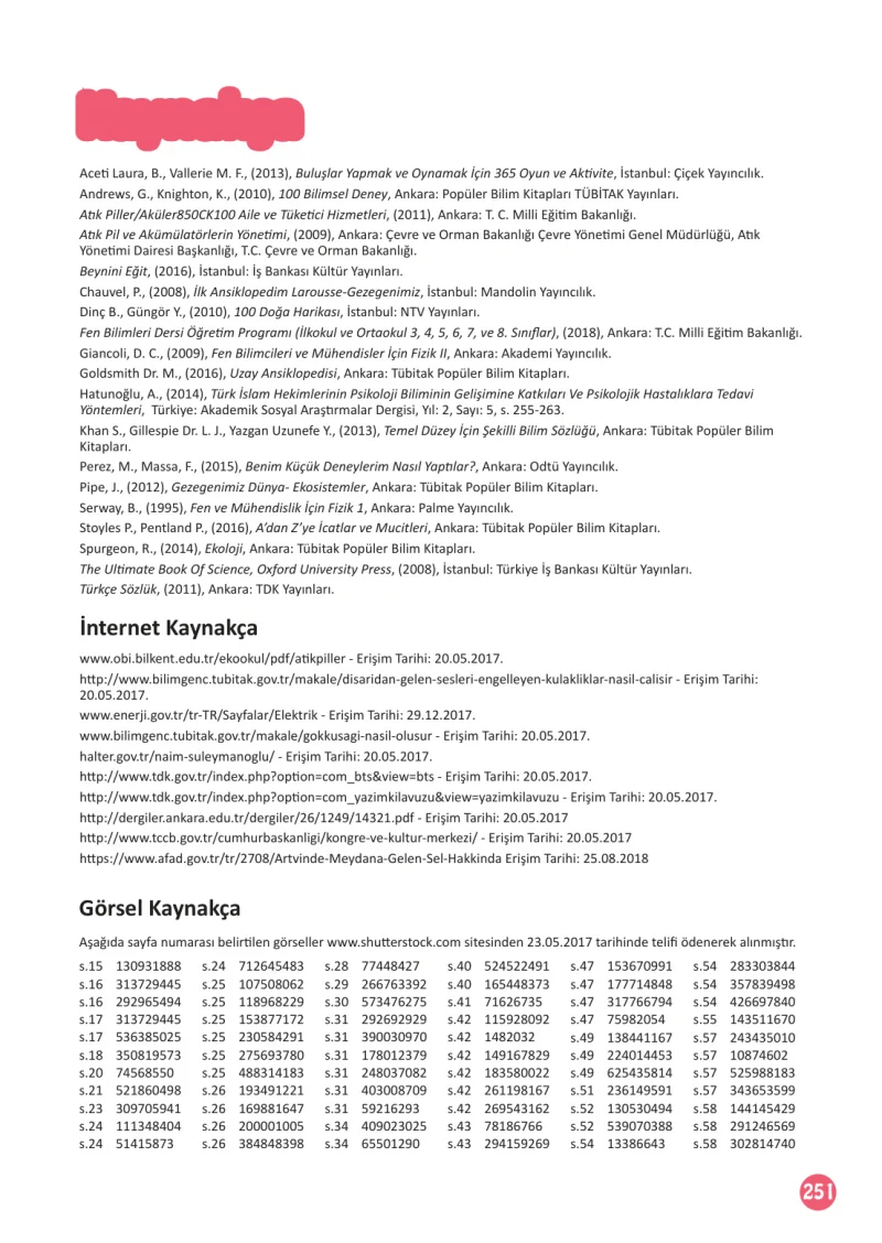 3. Sınıf Fen Bilimleri Ders Kitabı Cevapları Meb Yayınları 1 Sayfa 251