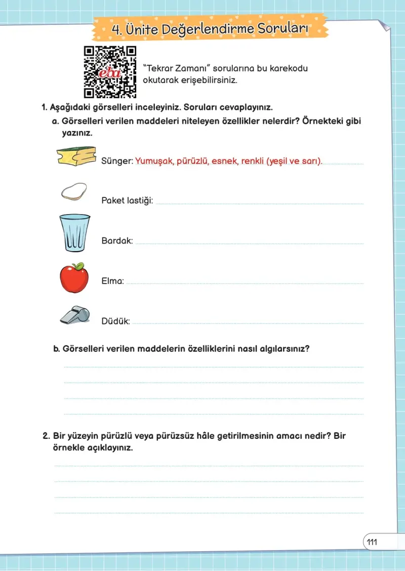 3. Sınıf Fen Bilimleri Ders Kitabı Cevapları Meb Yayınları Sayfa 111