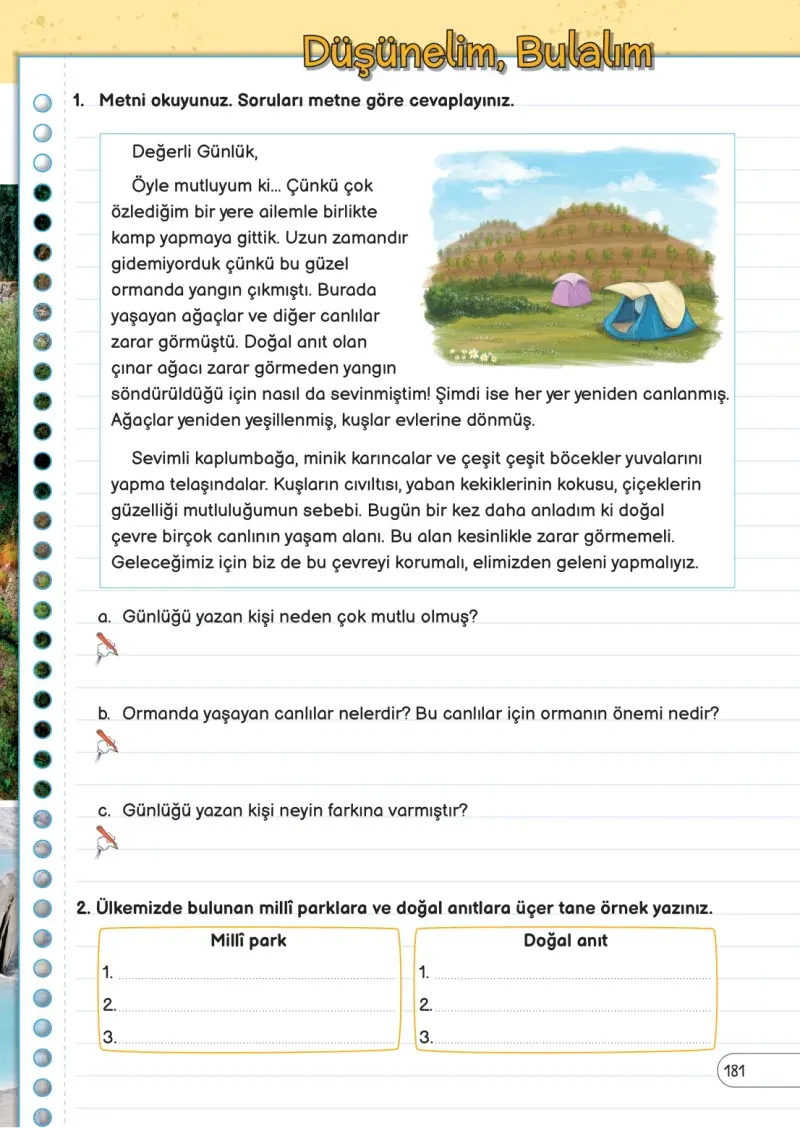 3. Sınıf Fen Bilimleri Ders Kitabı Cevapları Meb Yayınları Sayfa 181