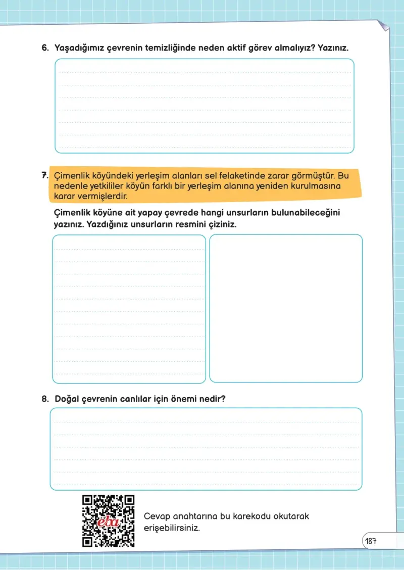 3. Sınıf Fen Bilimleri Ders Kitabı Cevapları Meb Yayınları Sayfa 187