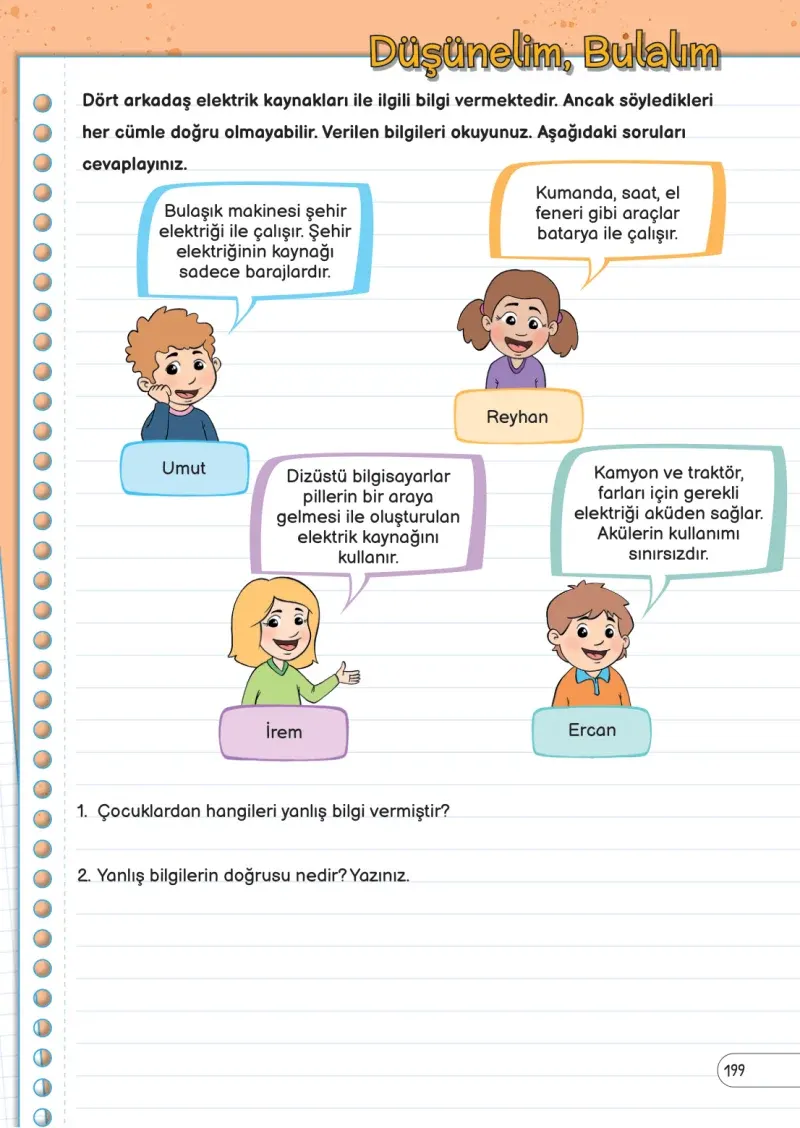 3. Sınıf Fen Bilimleri Ders Kitabı Cevapları Meb Yayınları Sayfa 199