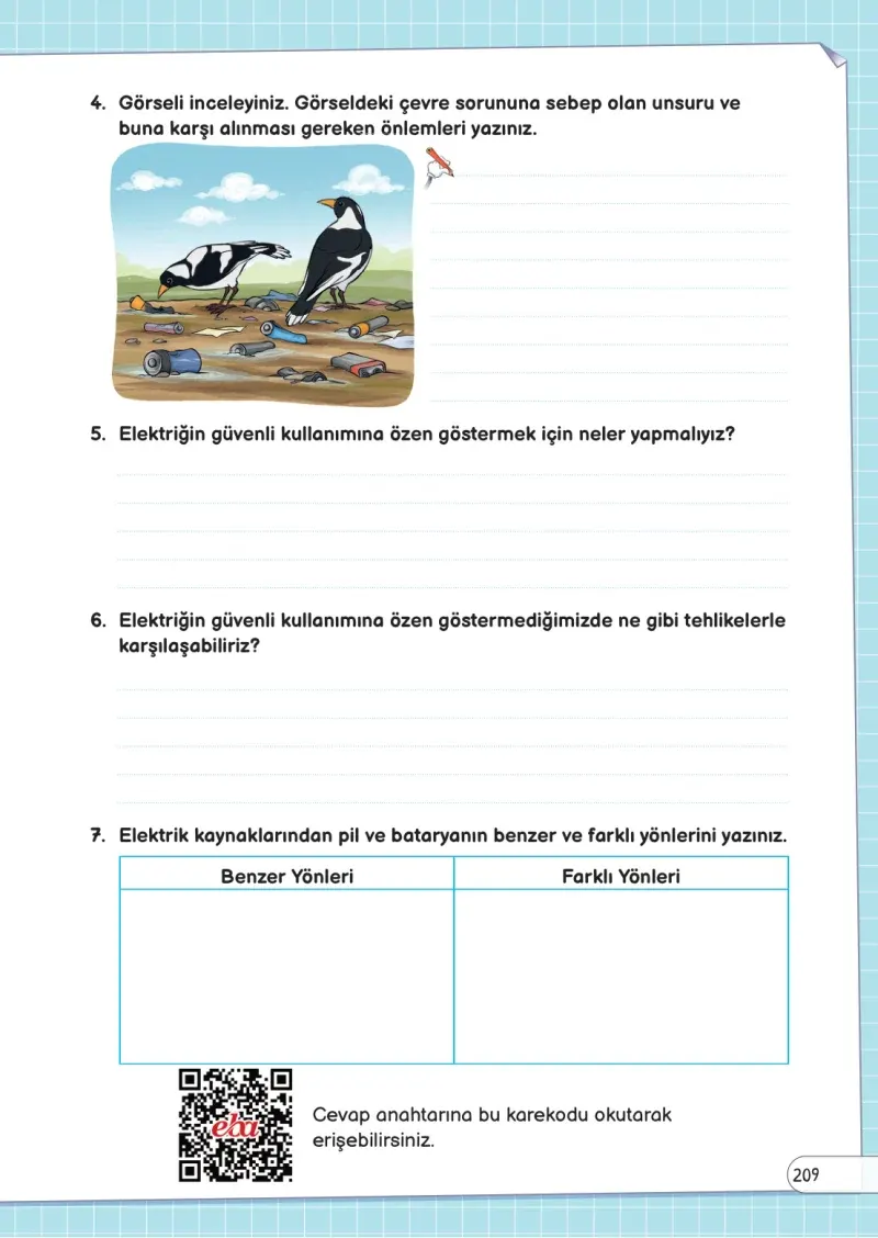 3. Sınıf Fen Bilimleri Ders Kitabı Cevapları Meb Yayınları Sayfa 209