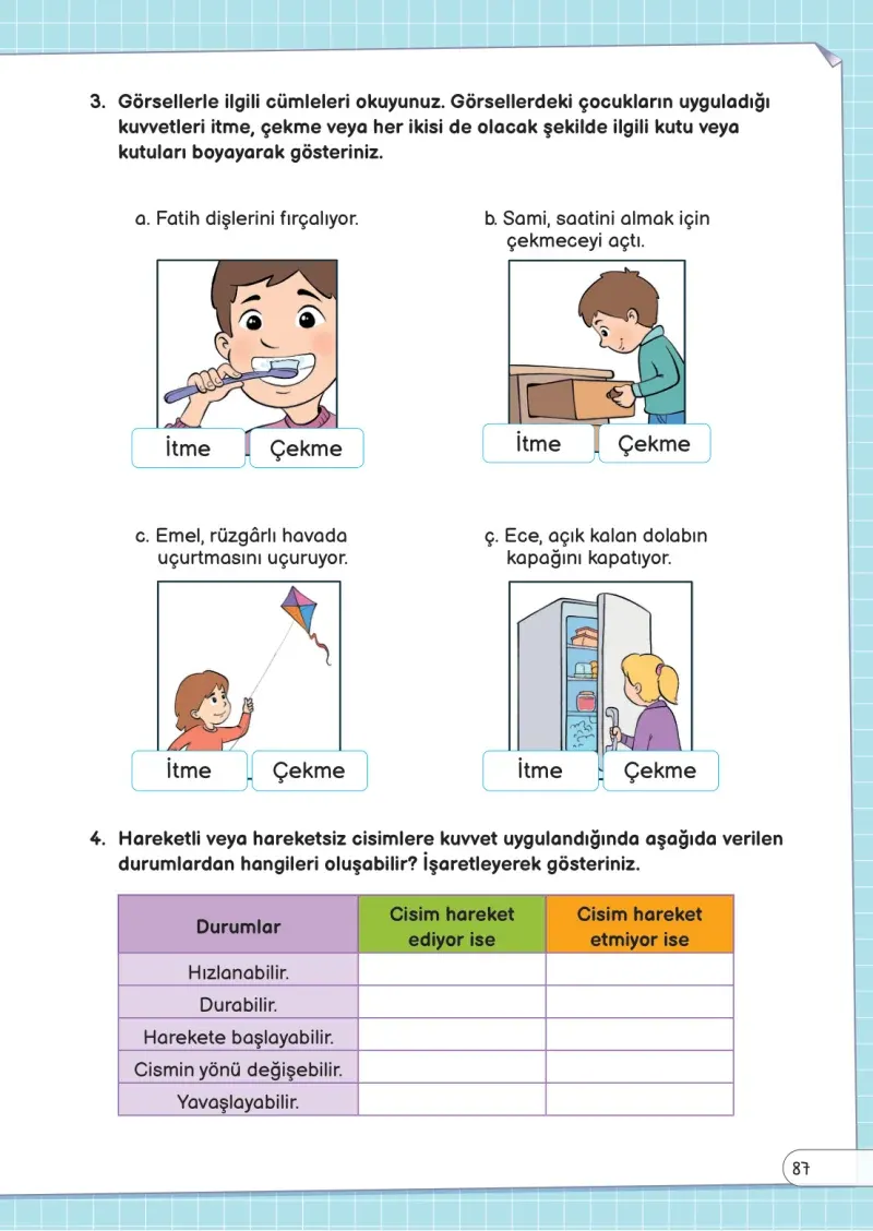 3. Sınıf Fen Bilimleri Ders Kitabı Cevapları Meb Yayınları Sayfa 87
