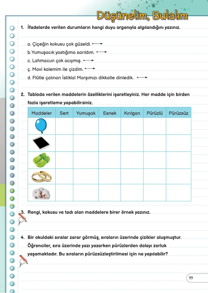 3. Sınıf Fen Bilimleri Ders Kitabı Cevapları Meb Yayınları Sayfa 99