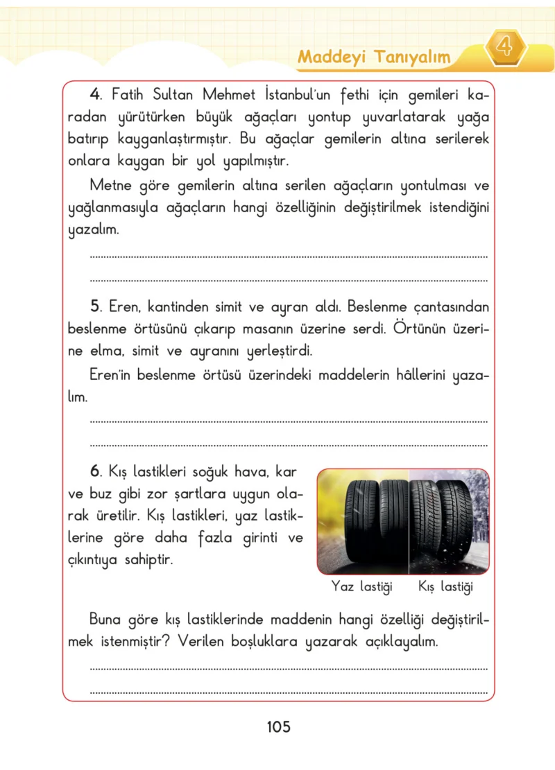 3. Sınıf Fen Bilimleri Ders Kitabı Cevapları SDR Dİkey Yayınları Sayfa 105