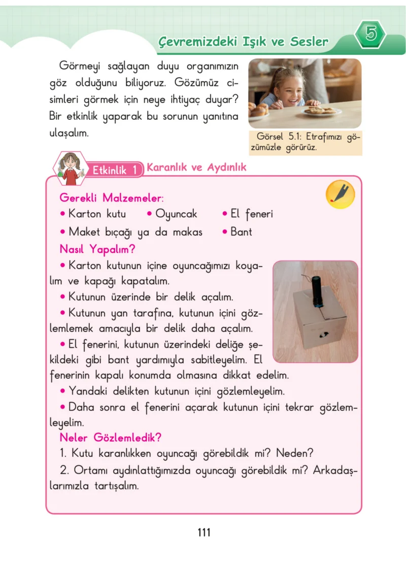 3. Sınıf Fen Bilimleri Ders Kitabı Cevapları SDR Dİkey Yayınları Sayfa 111
