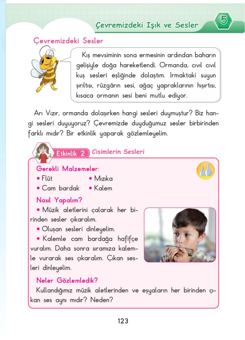 3. Sınıf Fen Bilimleri Ders Kitabı Cevapları SDR Dİkey Yayınları Sayfa 123