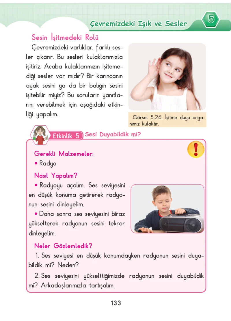 3. Sınıf Fen Bilimleri Ders Kitabı Cevapları SDR Dİkey Yayınları Sayfa 133