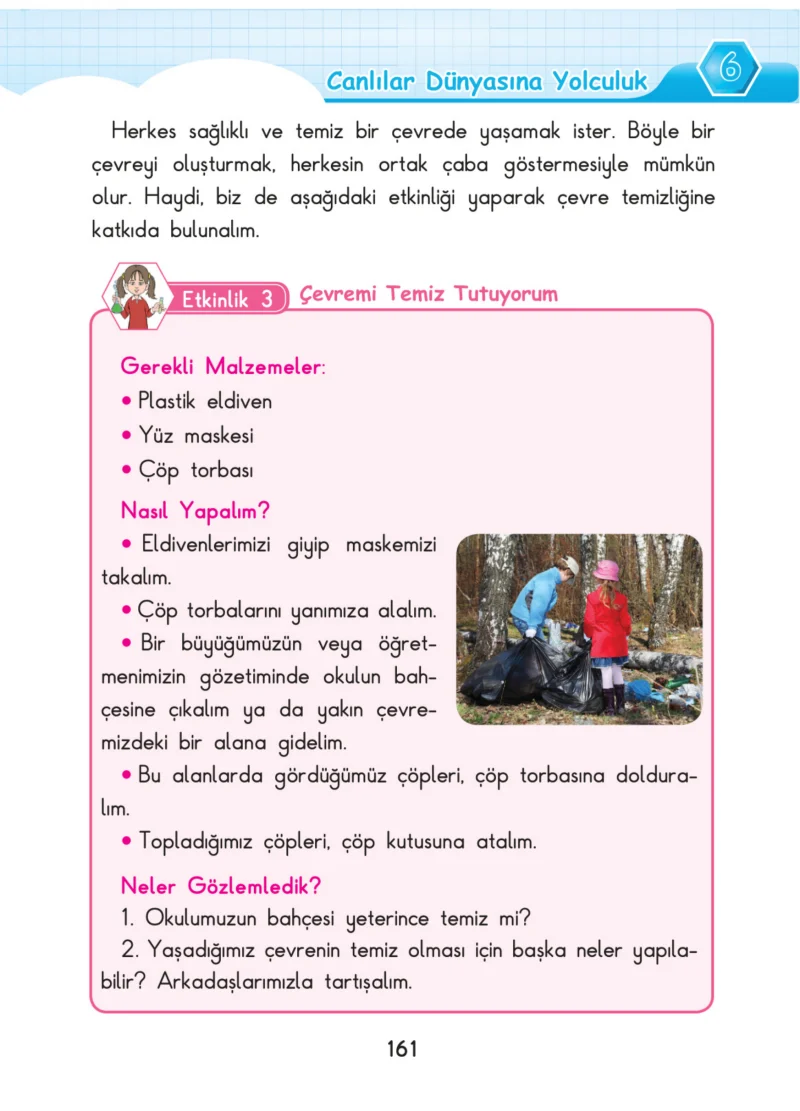 3. Sınıf Fen Bilimleri Ders Kitabı Cevapları SDR Dİkey Yayınları Sayfa 161