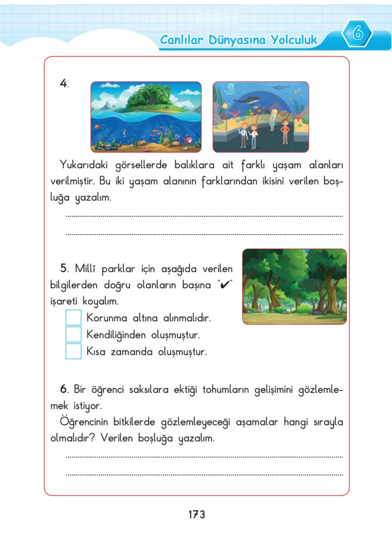 3. Sınıf Fen Bilimleri Ders Kitabı Cevapları SDR Dİkey Yayınları Sayfa 173