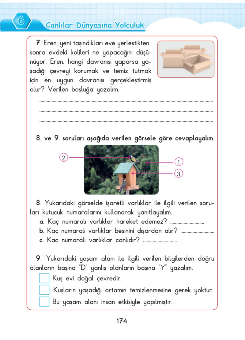 3. Sınıf Fen Bilimleri Ders Kitabı Cevapları SDR Dİkey Yayınları Sayfa 174