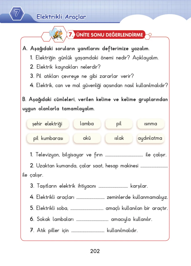 3. Sınıf Fen Bilimleri Ders Kitabı Cevapları SDR Dİkey Yayınları Sayfa 202