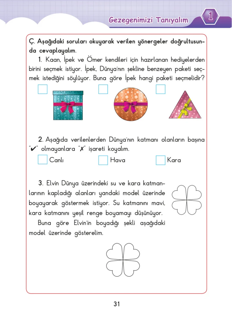 3. Sınıf Fen Bilimleri Ders Kitabı Cevapları SDR Dİkey Yayınları Sayfa 31