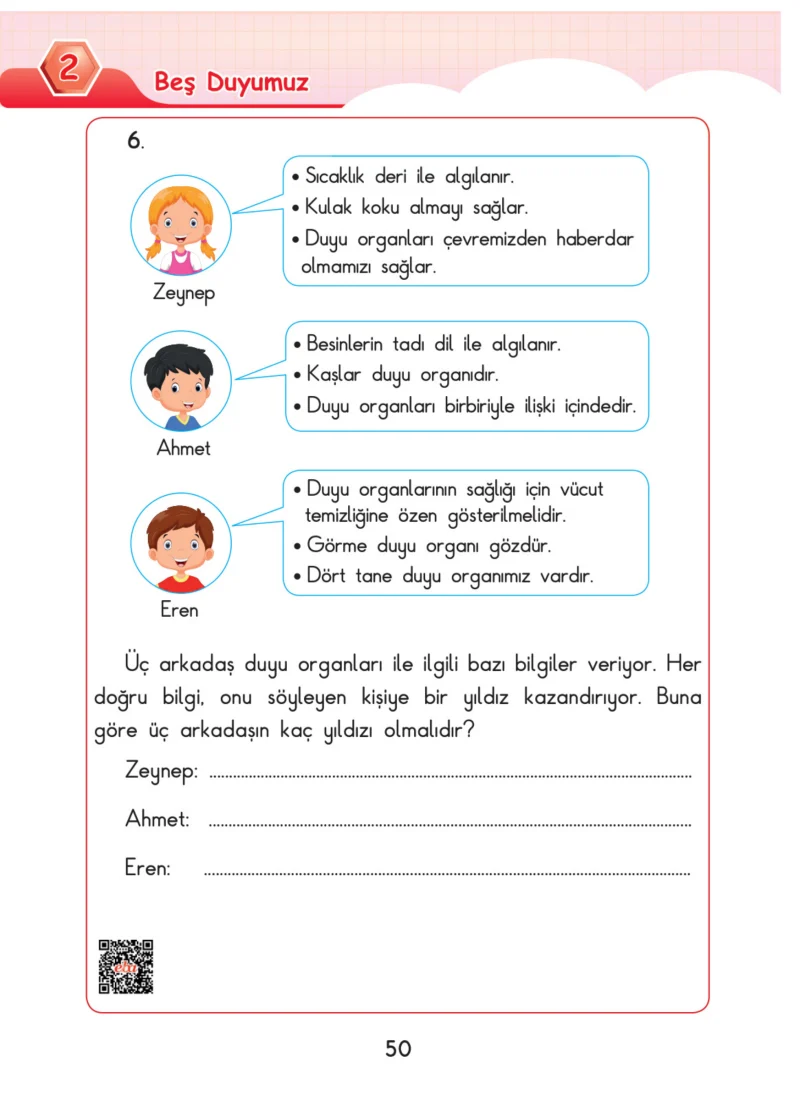3. Sınıf Fen Bilimleri Ders Kitabı Cevapları SDR Dİkey Yayınları Sayfa 50