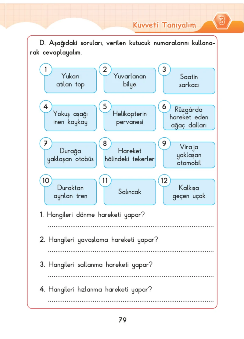 3. Sınıf Fen Bilimleri Ders Kitabı Cevapları SDR Dİkey Yayınları Sayfa 79
