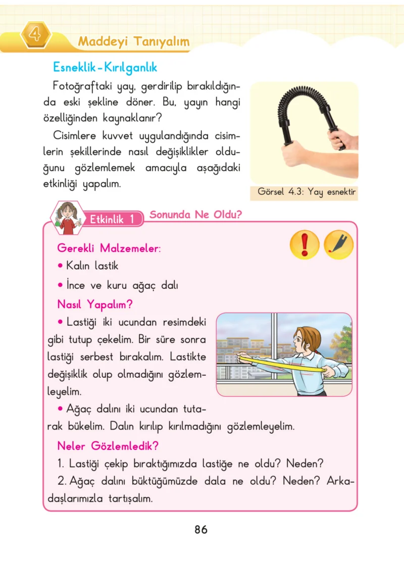 3. Sınıf Fen Bilimleri Ders Kitabı Cevapları SDR Dİkey Yayınları Sayfa 86