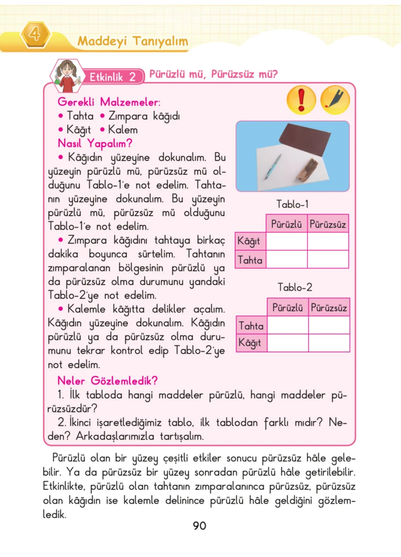 3. Sınıf Fen Bilimleri Ders Kitabı Cevapları SDR Dİkey Yayınları Sayfa 90