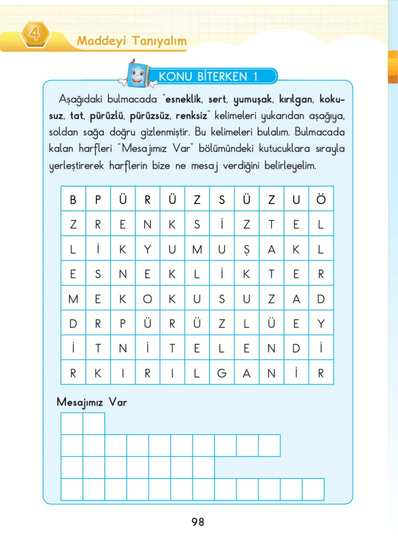 3. Sınıf Fen Bilimleri Ders Kitabı Cevapları SDR Dİkey Yayınları Sayfa 98