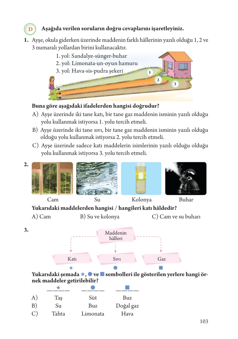 3. Sınıf Fen Bilimleri Ders Kitabı Cevapları Tuna Yayınları Sayfa 103