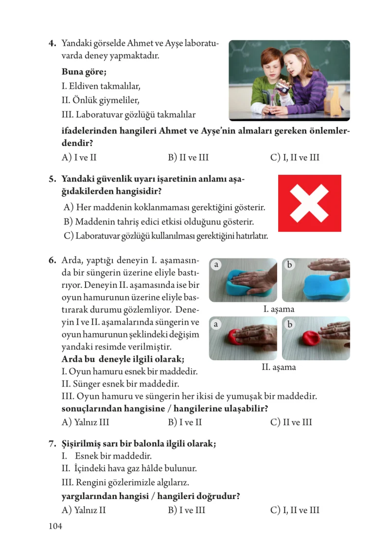 3. Sınıf Fen Bilimleri Ders Kitabı Cevapları Tuna Yayınları Sayfa 104