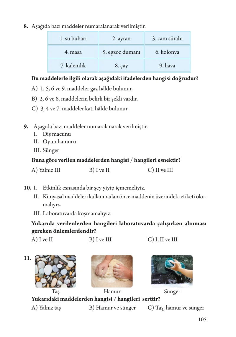 3. Sınıf Fen Bilimleri Ders Kitabı Cevapları Tuna Yayınları Sayfa 105