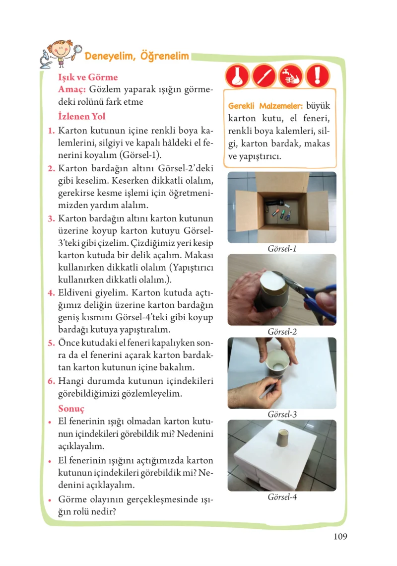 3. Sınıf Fen Bilimleri Ders Kitabı Cevapları Tuna Yayınları Sayfa 109