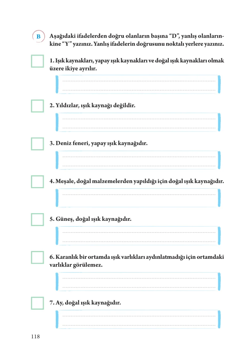 3. Sınıf Fen Bilimleri Ders Kitabı Cevapları Tuna Yayınları Sayfa 118