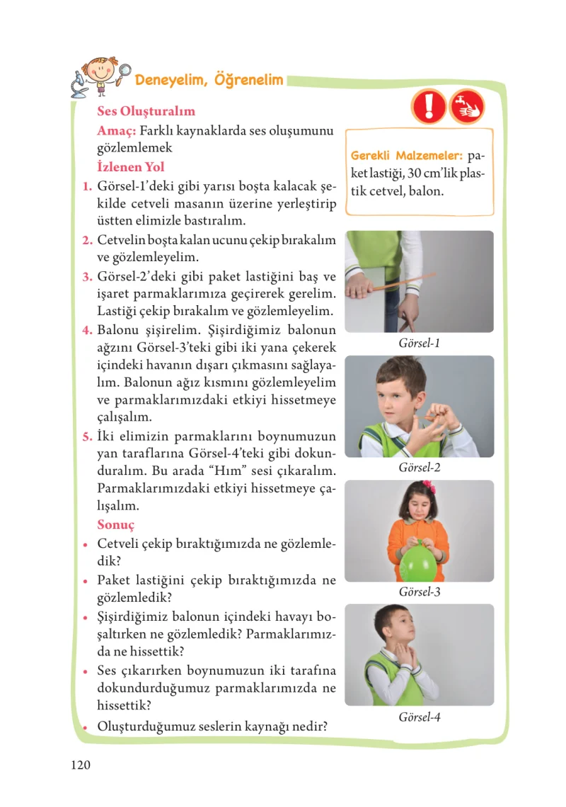 3. Sınıf Fen Bilimleri Ders Kitabı Cevapları Tuna Yayınları Sayfa 120