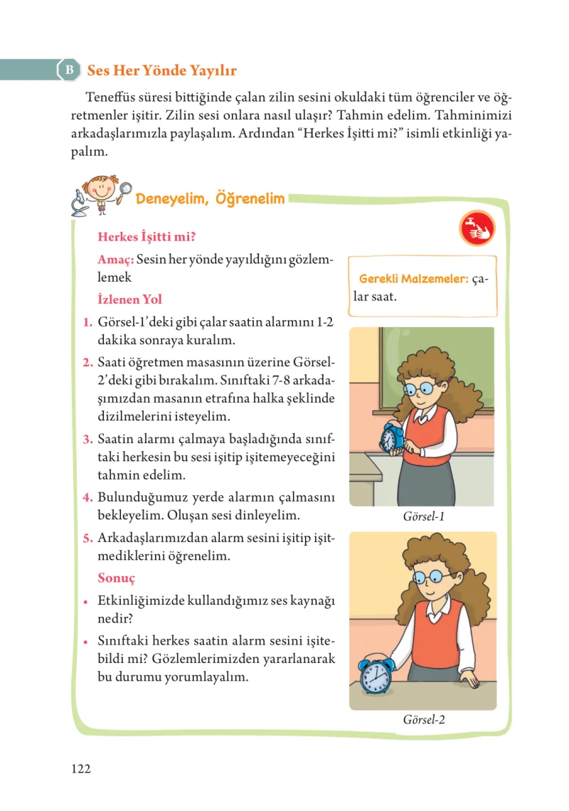 3. Sınıf Fen Bilimleri Ders Kitabı Cevapları Tuna Yayınları Sayfa 122