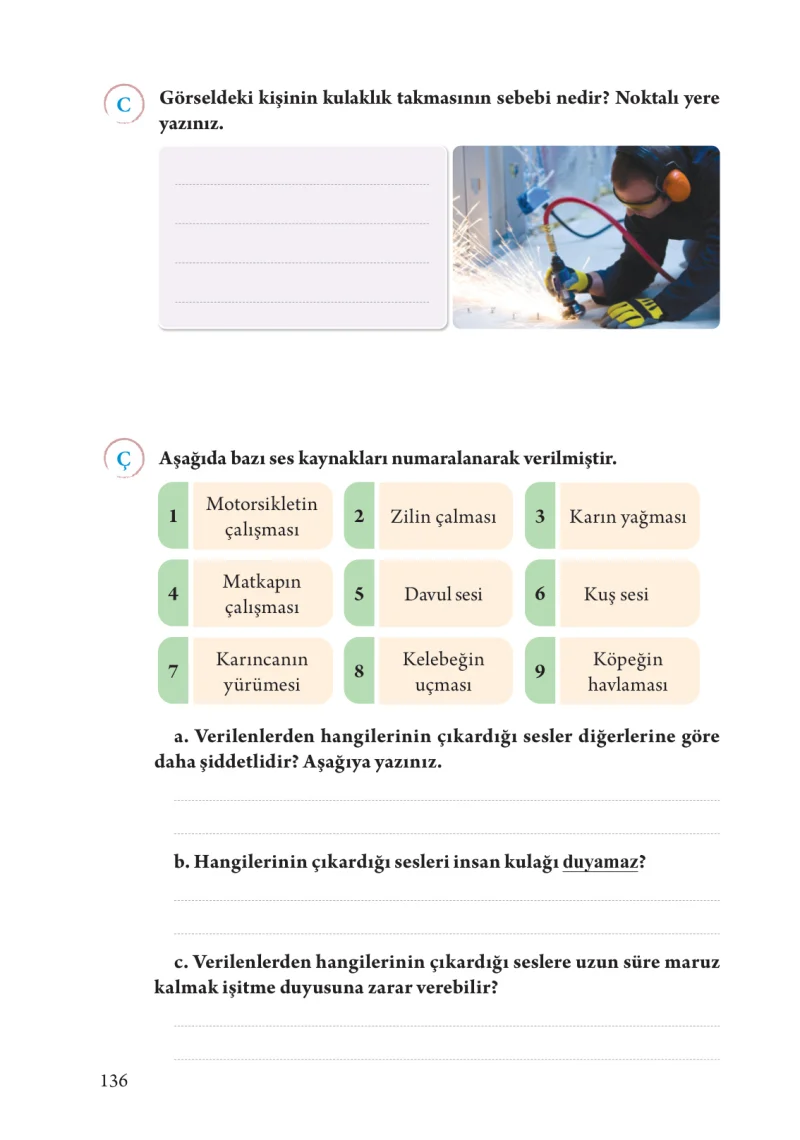 3. Sınıf Fen Bilimleri Ders Kitabı Cevapları Tuna Yayınları Sayfa 136