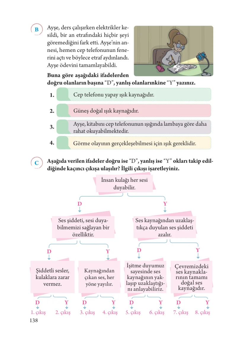 3. Sınıf Fen Bilimleri Ders Kitabı Cevapları Tuna Yayınları Sayfa 138