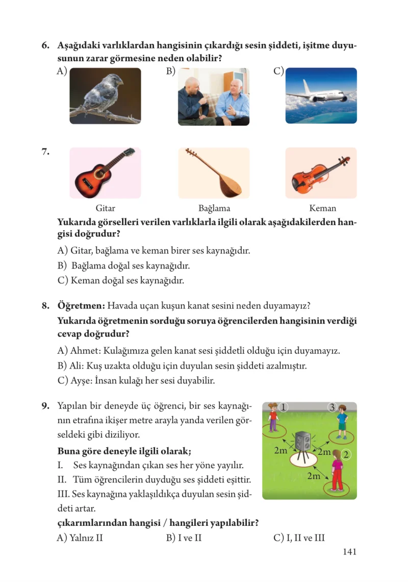 3. Sınıf Fen Bilimleri Ders Kitabı Cevapları Tuna Yayınları Sayfa 141
