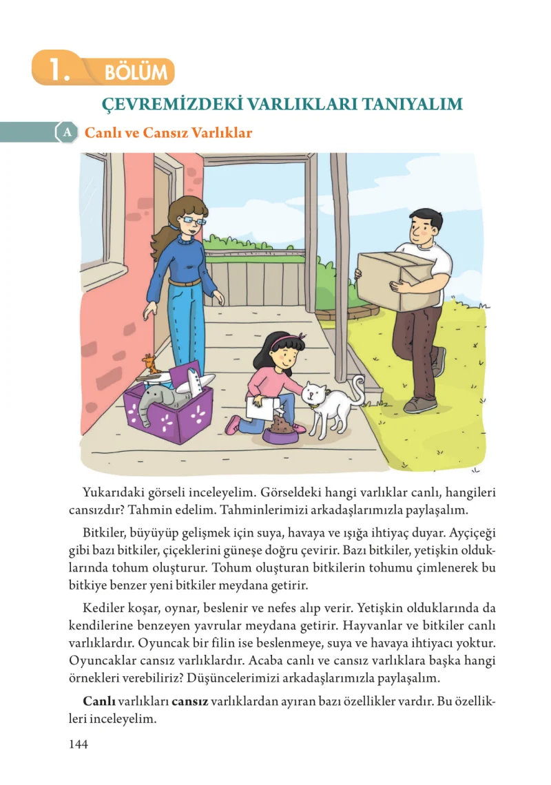 3. Sınıf Fen Bilimleri Ders Kitabı Cevapları Tuna Yayınları Sayfa 144