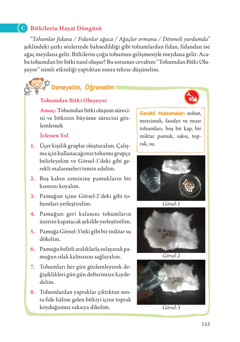 3. Sınıf Fen Bilimleri Ders Kitabı Cevapları Tuna Yayınları Sayfa 153